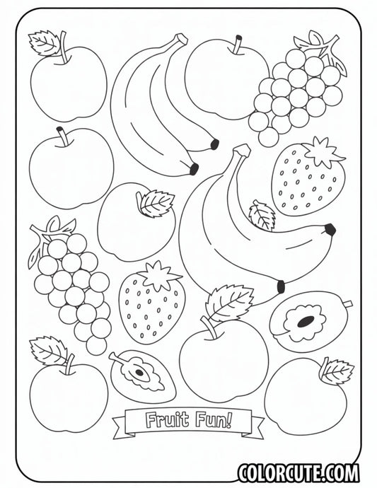 Mixed Fruits Coloring Page | Free PDF Printables