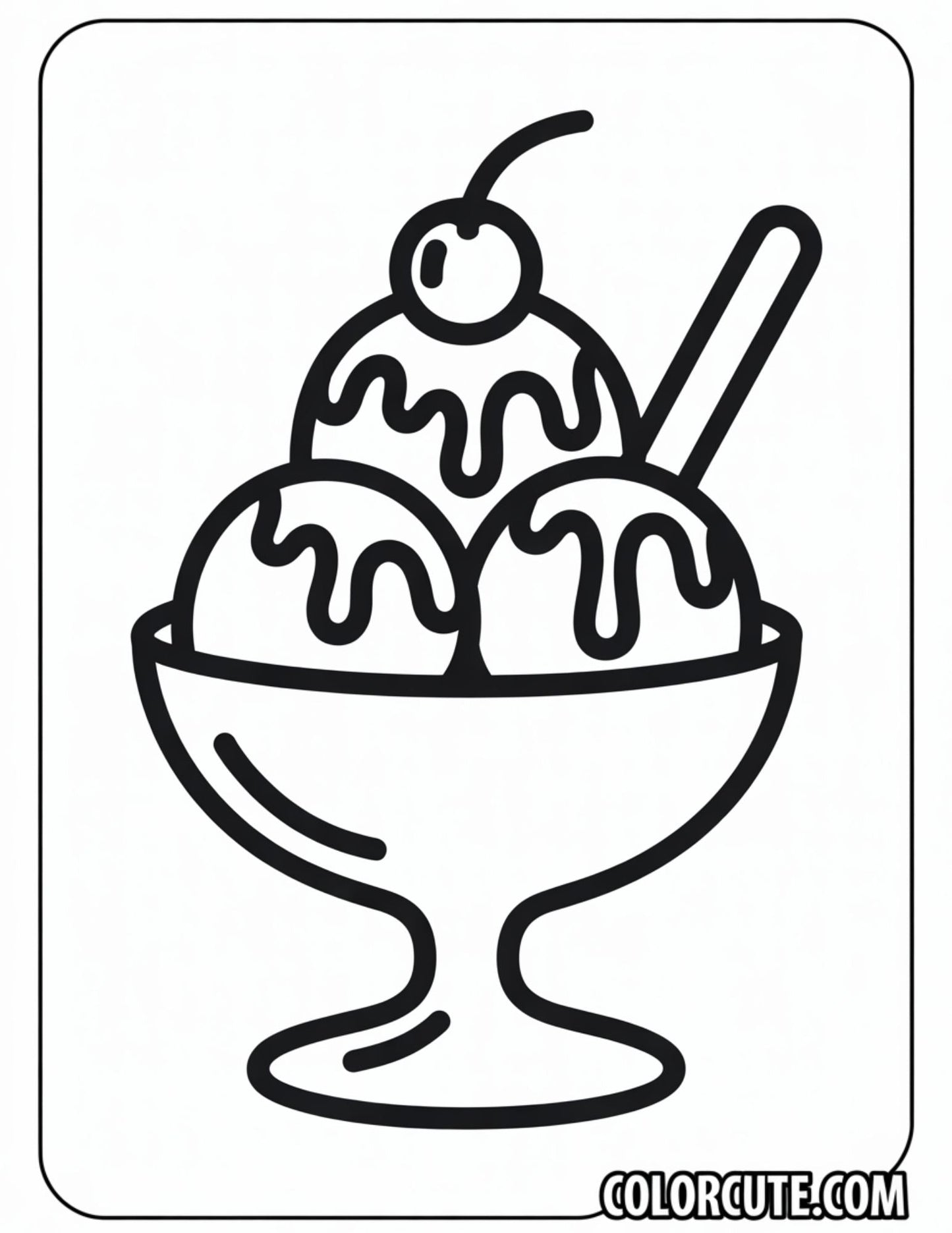 Simple Ice Cream Sundae Coloring Page | Free PDF Printables