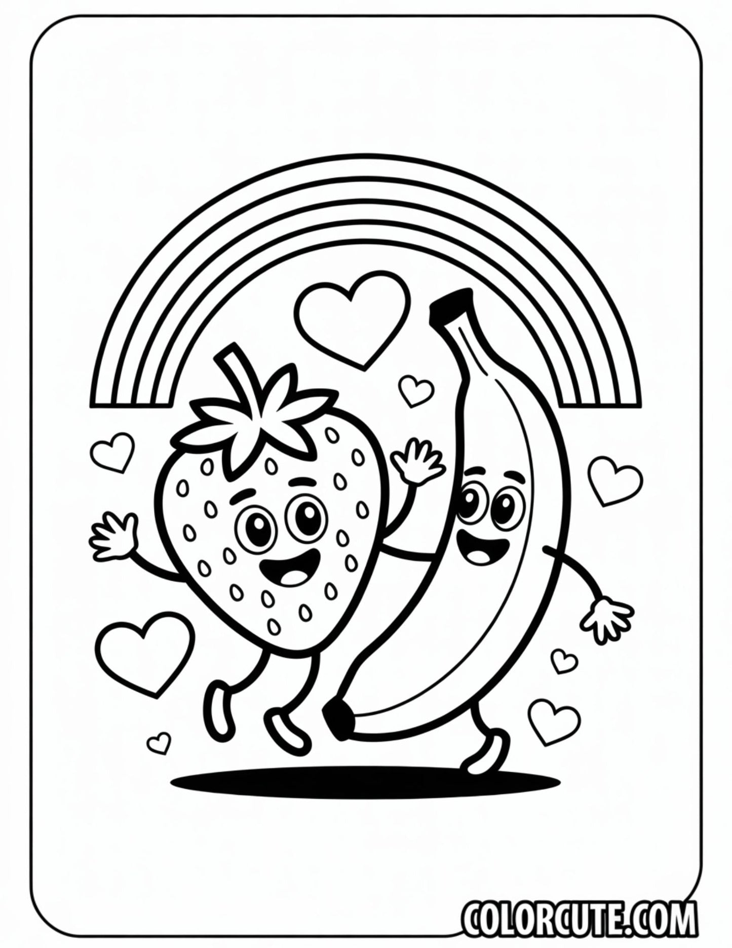 Strawberry Banana Coloring | Free PDF Printables