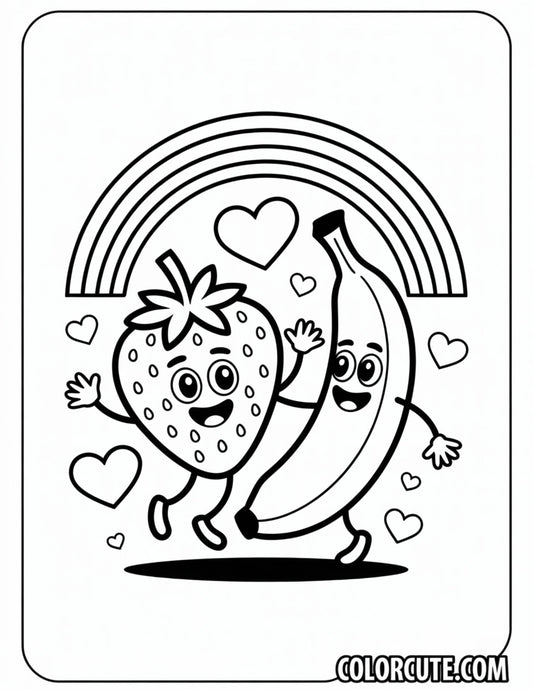 Strawberry Banana Coloring | Free PDF Printables