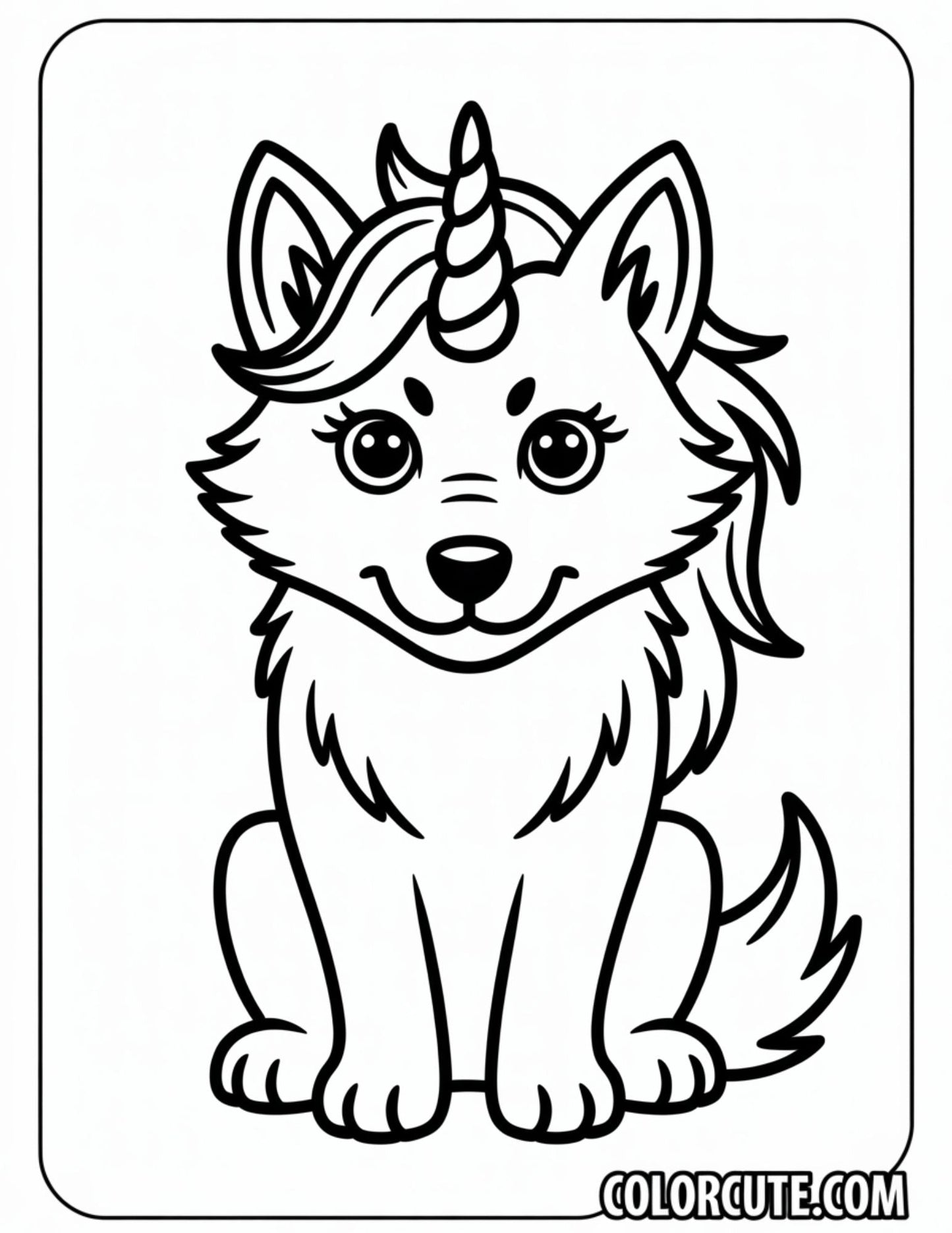Unicorn Wolf Coloring Page | Free PDF Printables