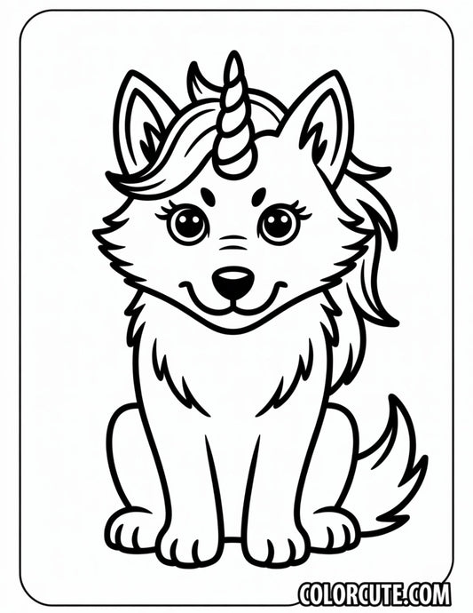Unicorn Wolf Coloring Page | Free PDF Printables