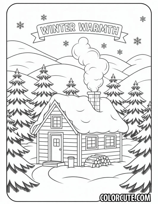 Winter Cabin Coloring Pages | Free PDF Printables