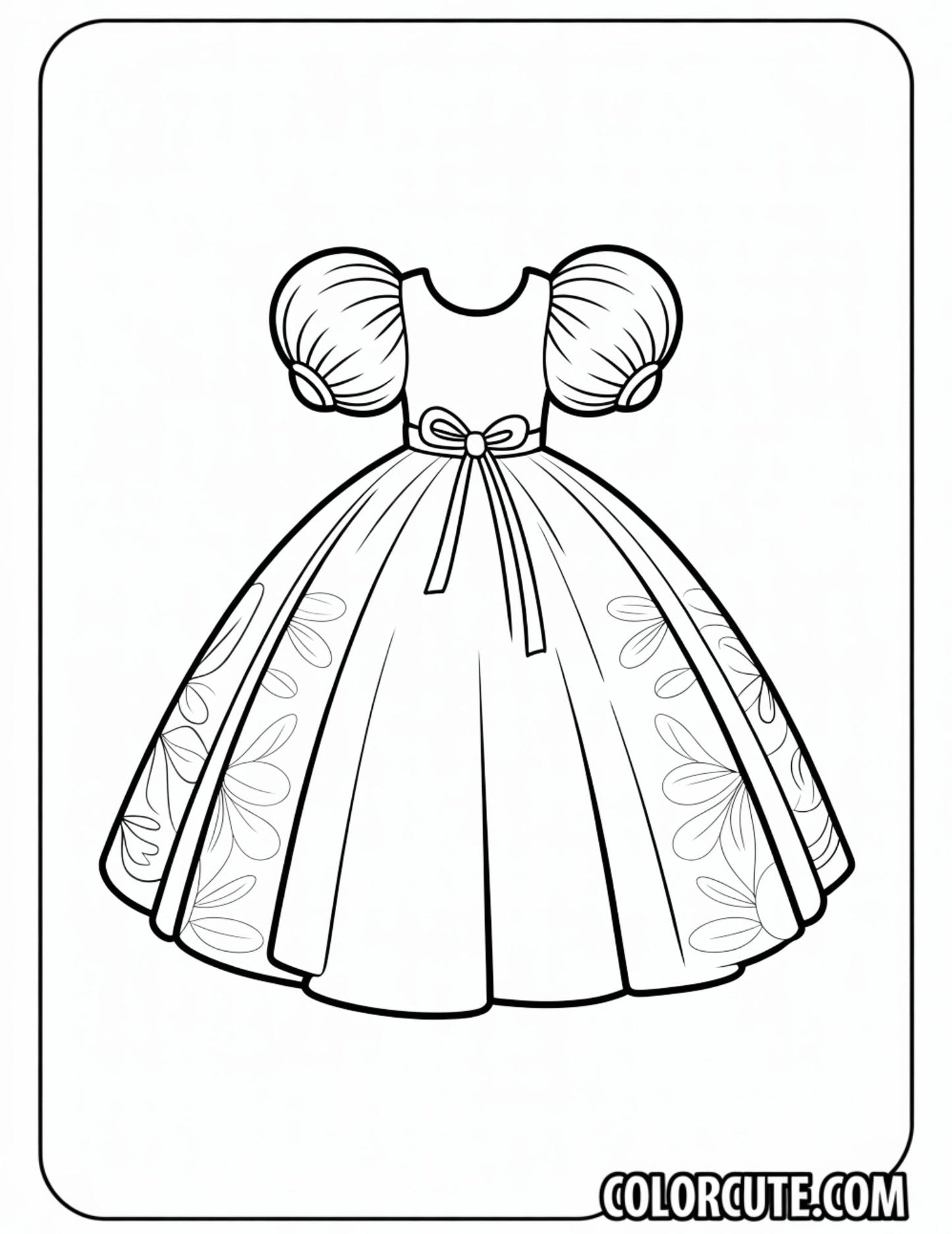 Ball Gown Dress Coloring Pages | Free PDF Printables