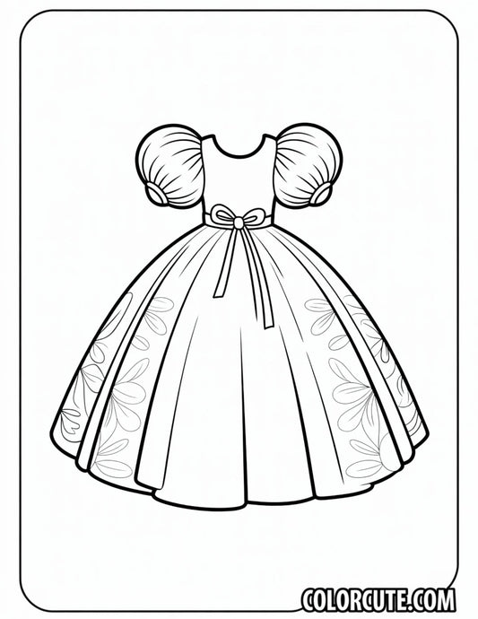 Ball Gown Dress Coloring Pages | Free PDF Printables