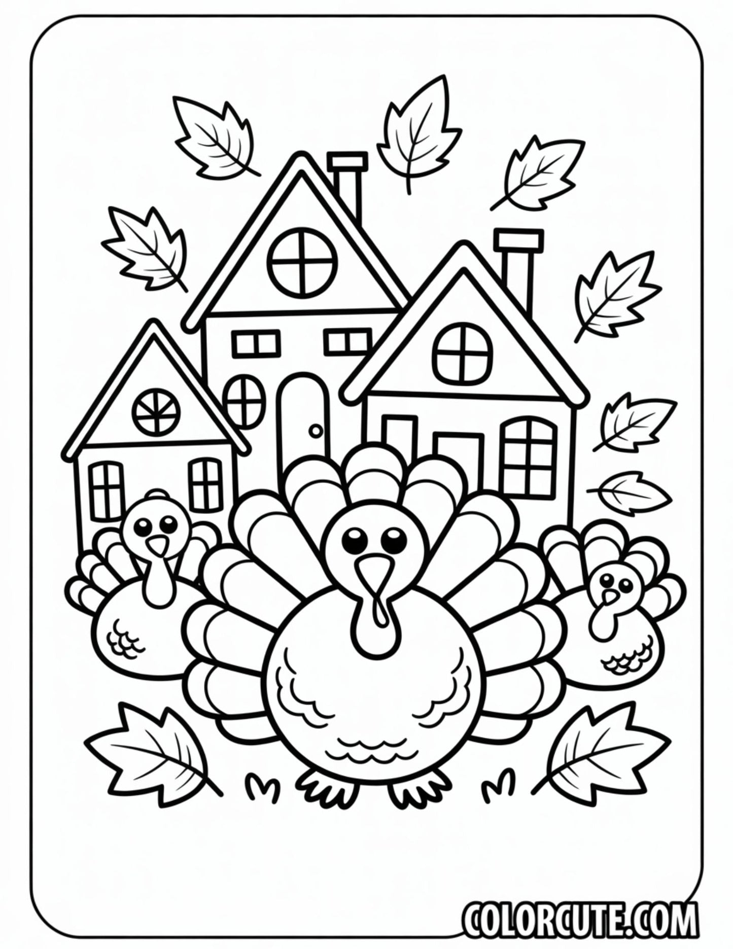 Thanksgiving Scene Coloring Pages | Free PDF Printables