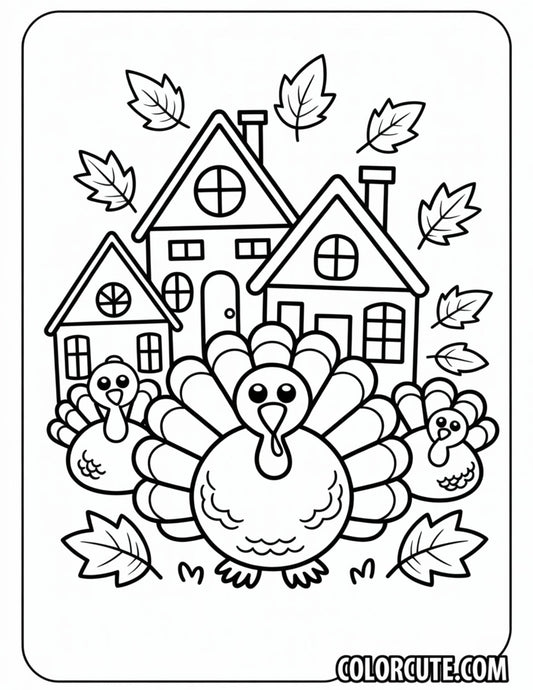 Thanksgiving Scene Coloring Pages | Free PDF Printables