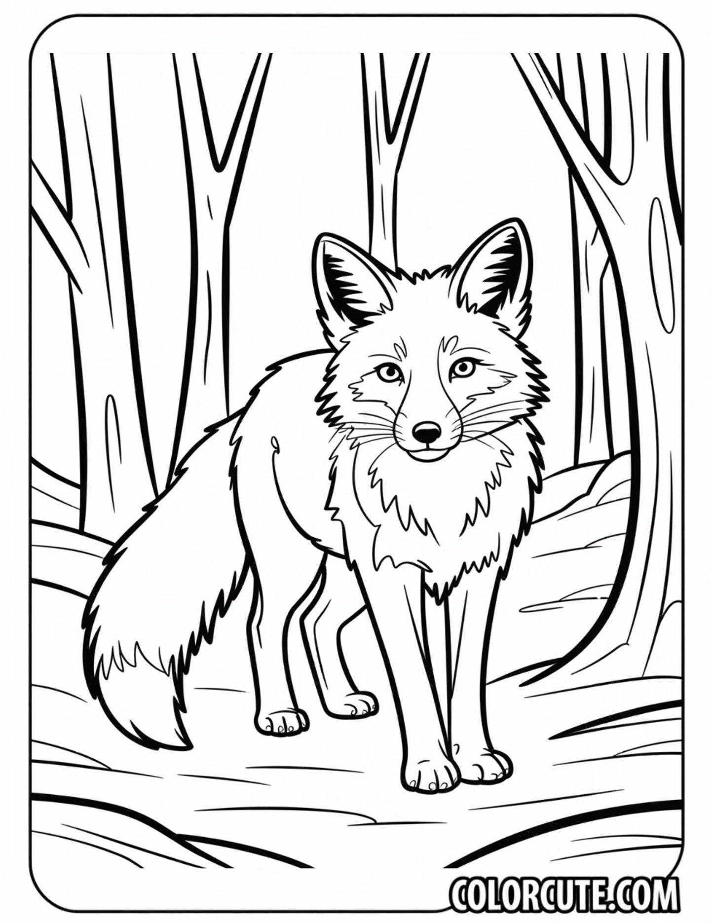 Fox in the Forest Coloring Pages | Free PDF Printables