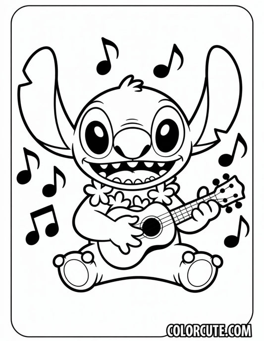 Guitar Stitch Coloring Page | Free PDF Printables