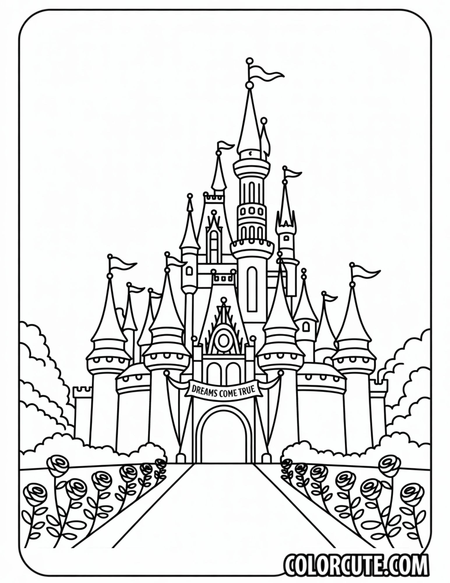 Royal Disney Castle Coloring Page | Free PDF Printables – Color Cute ...