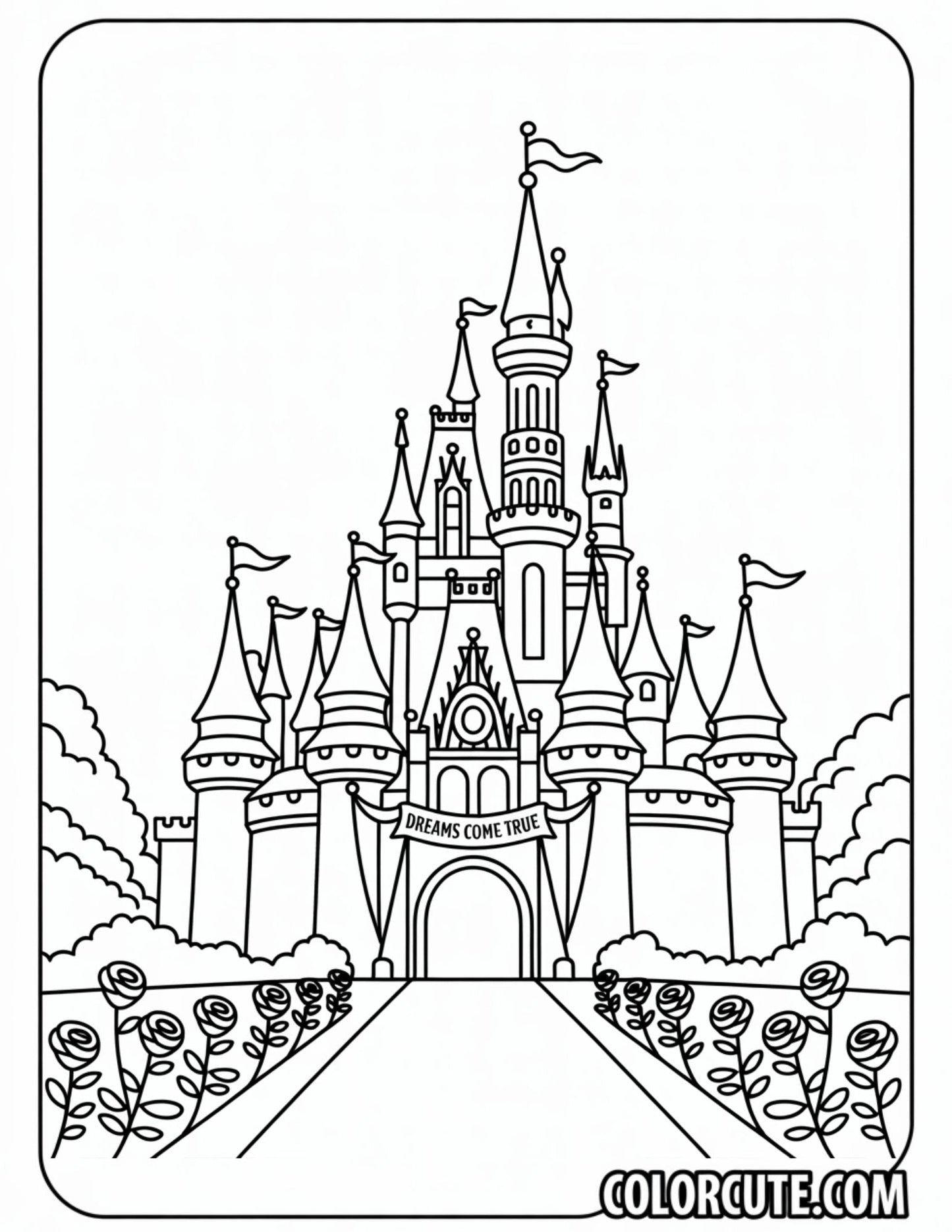 Royal Disney Castle Coloring Page | Free PDF Printables