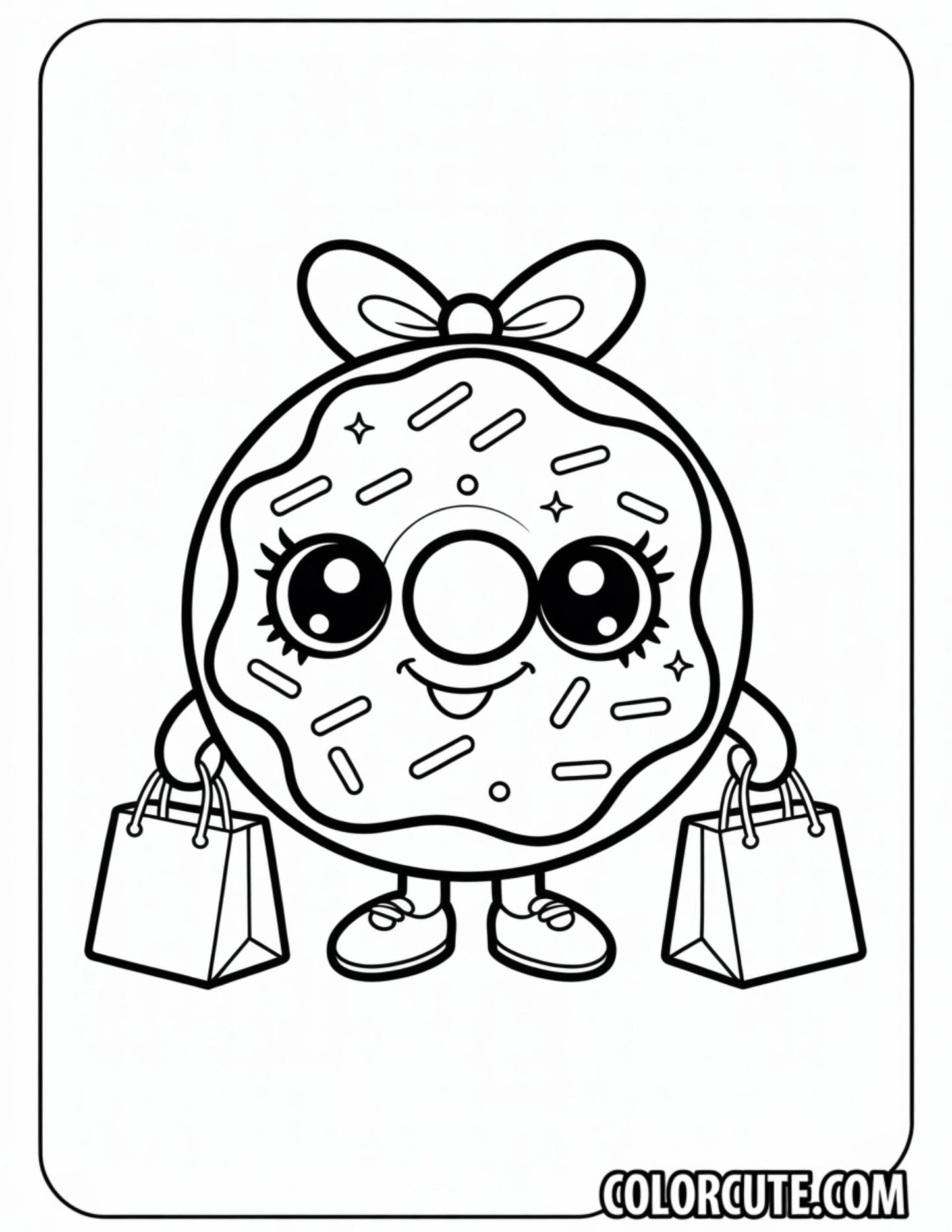 Shopping Donut Coloring Pages Free Printable