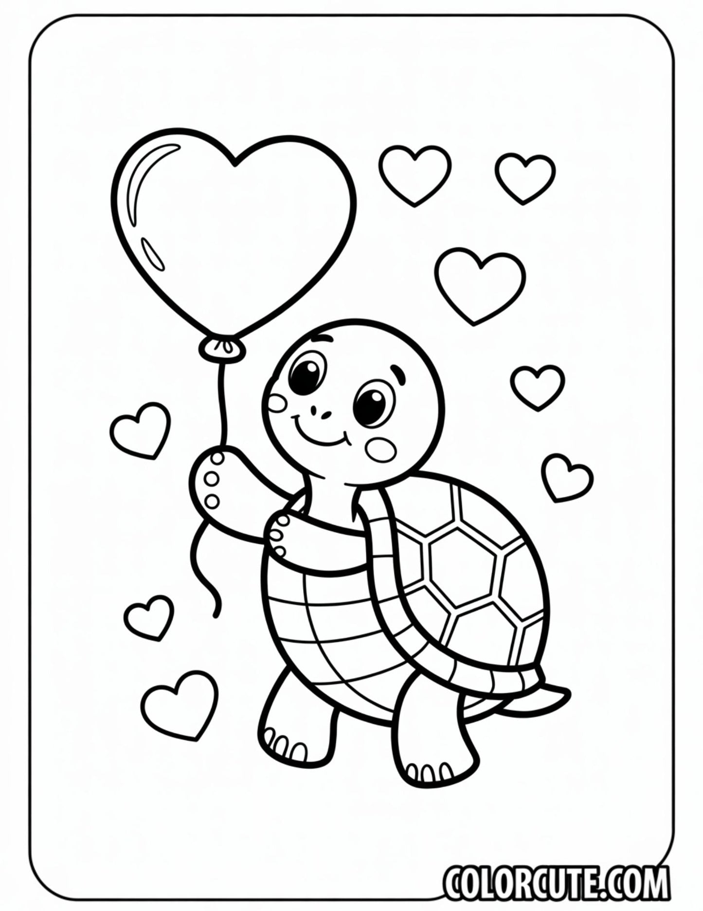 Valentine Turtle Coloring Pages | Free PDF Printables