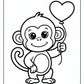 Valentines Monkey Coloring Page Free PDF Printables