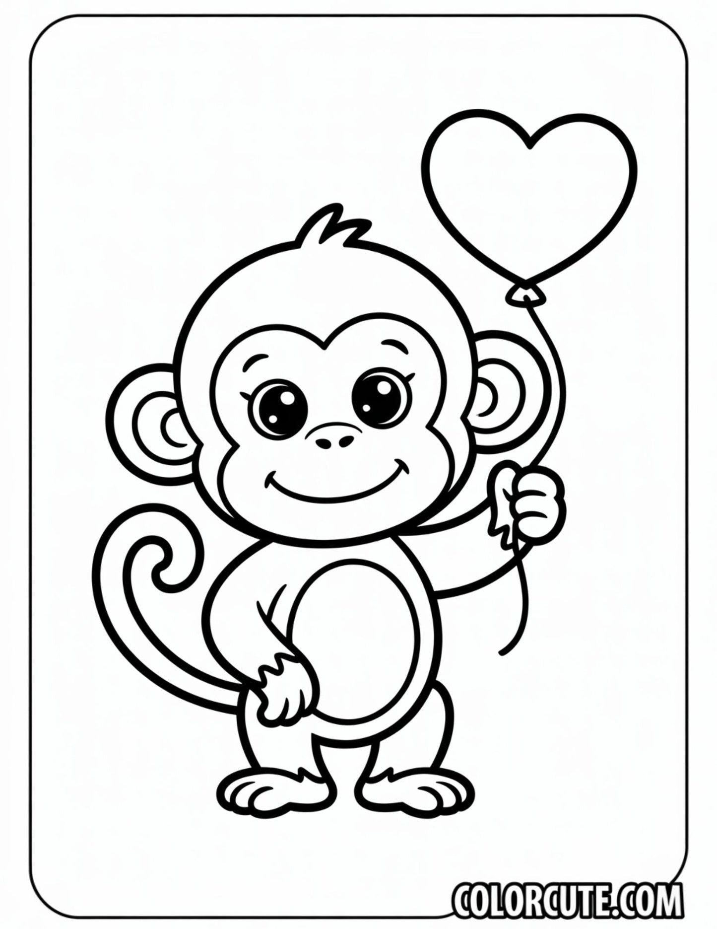 Valentines Monkey Coloring Page Free PDF Printables