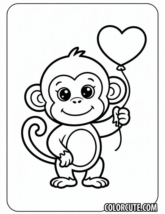Valentines Monkey Coloring Page Free PDF Printables