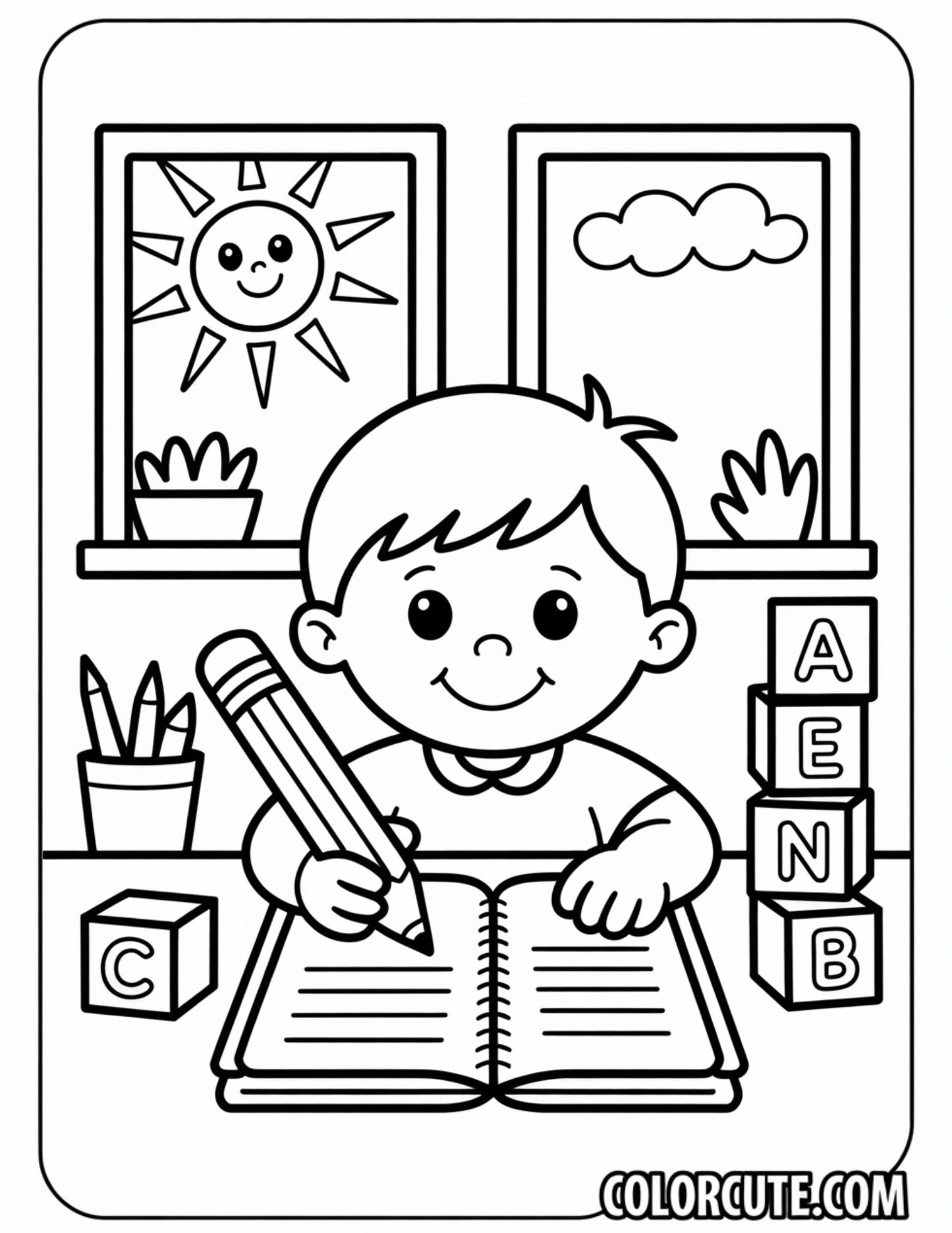 Writing Preschool Coloring Pages | Free PDF Printables