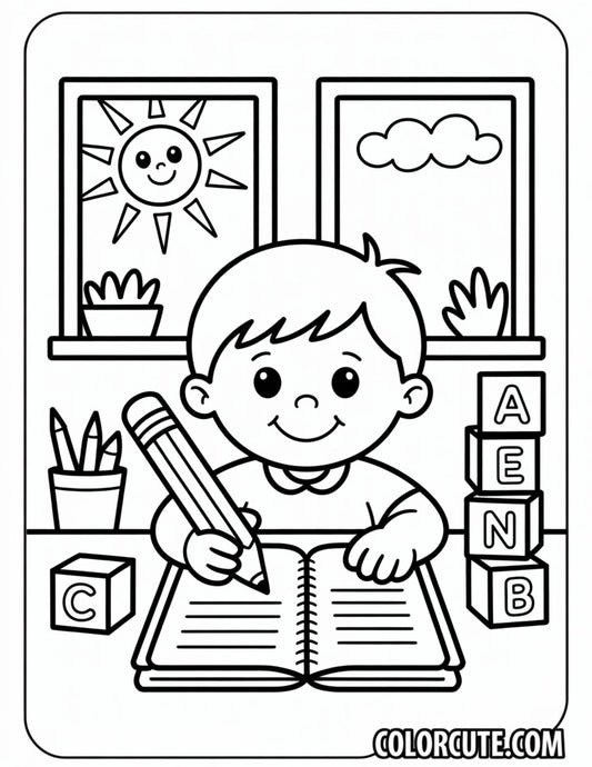 Writing Preschool Coloring Pages | Free PDF Printables