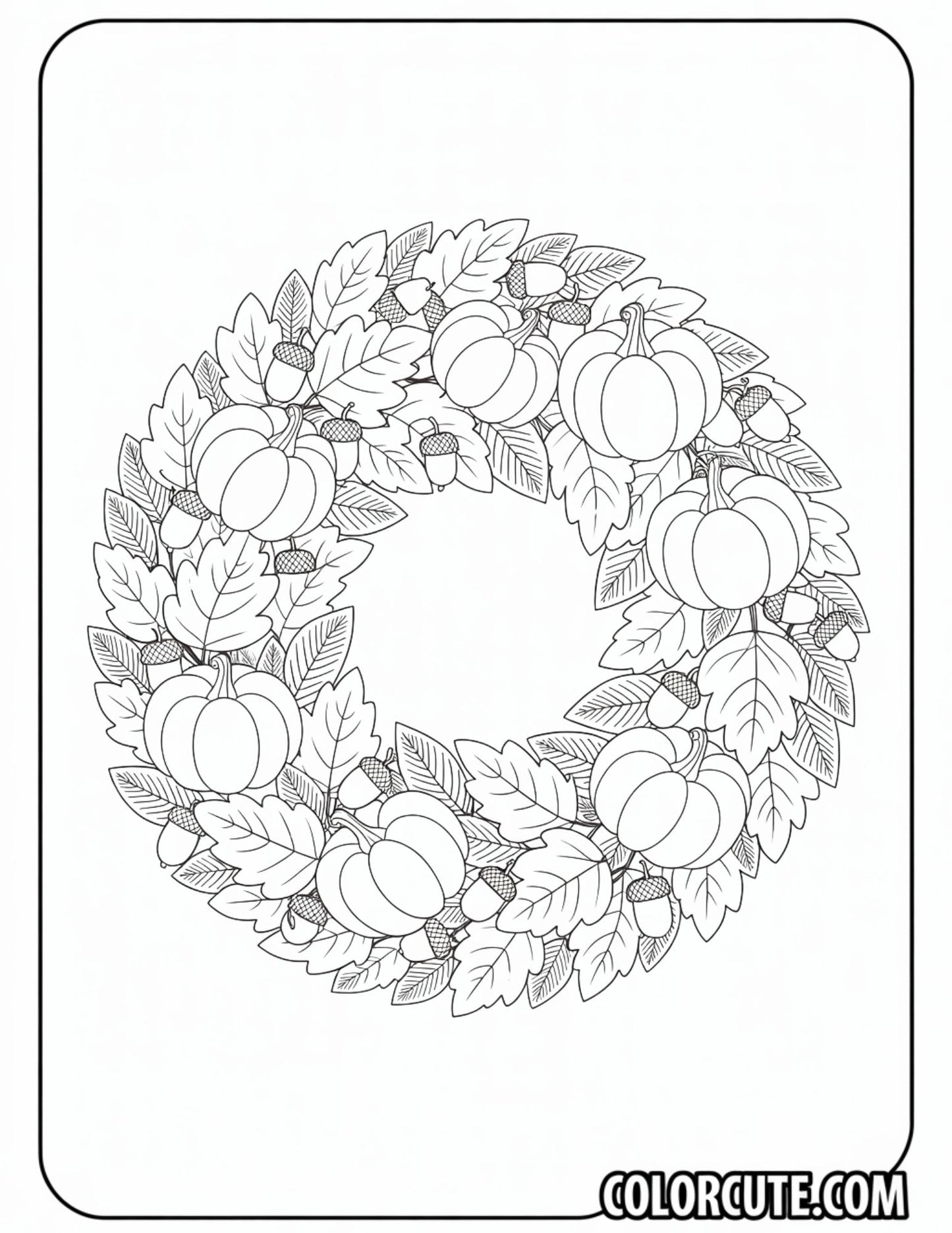 Fall Wreath Coloring Pages | Free PDF Printables