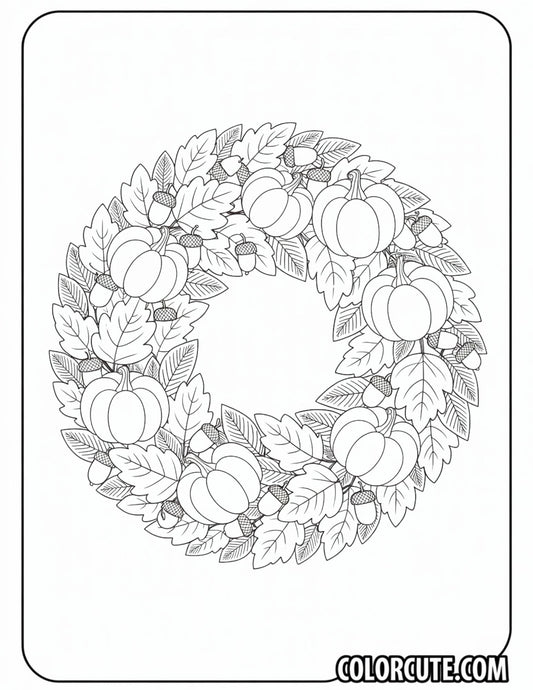 Fall Wreath Coloring Pages | Free PDF Printables