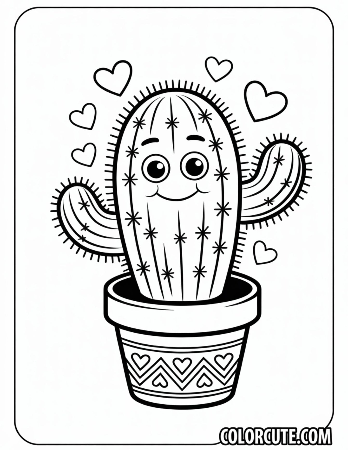 Wonderful Cactus Kawaii Coloring Pages | Free PDF Printables