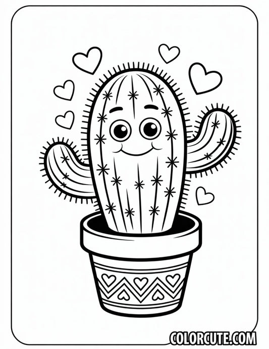 Wonderful Cactus Kawaii Coloring Pages | Free PDF Printables