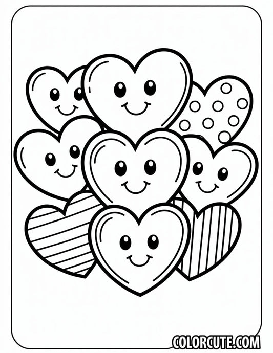 Cute Valentine Hearts Coloring Pages | Free PDF Printables