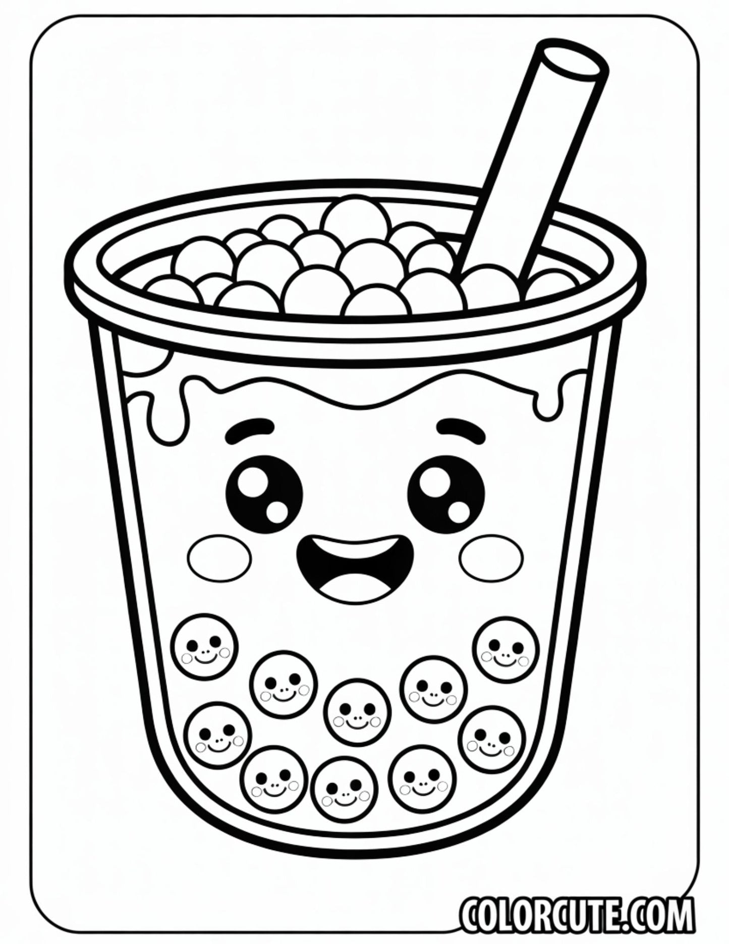 Wonderful Boba Kawaii Coloring Pages | Free PDF Printables