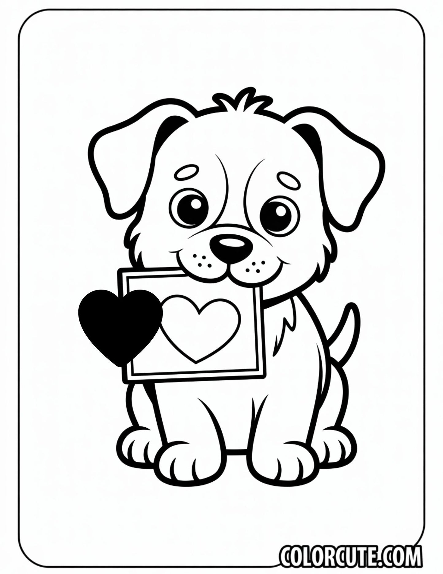 Fun Valentine Puppy Coloring Pages | Free PDF Printables