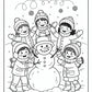 Winter Snowman Group Coloring Pages | Free PDF Printables