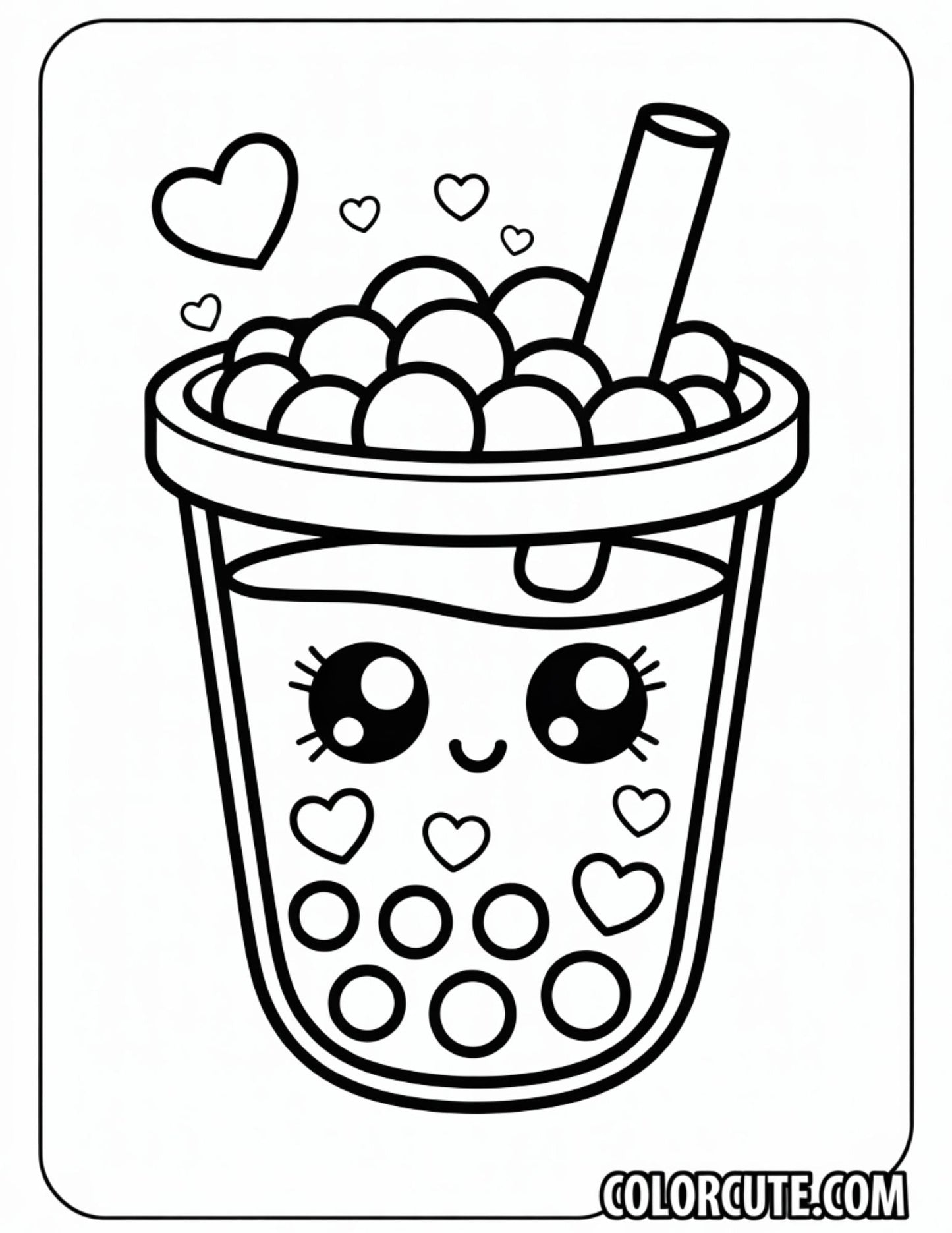 Wonderful Bubble Tea Kawaii Coloring Pages | Free PDF Printables