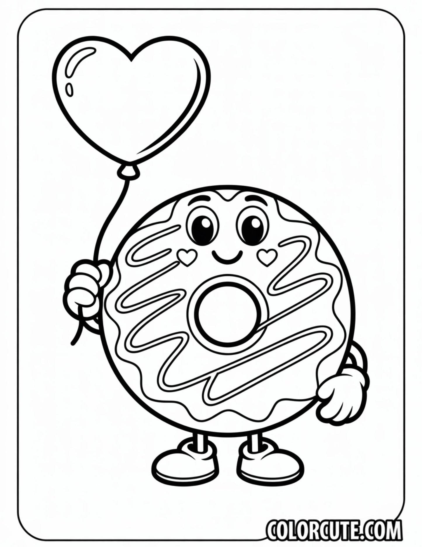 Valentine Donut Coloring Pages Free Printable
