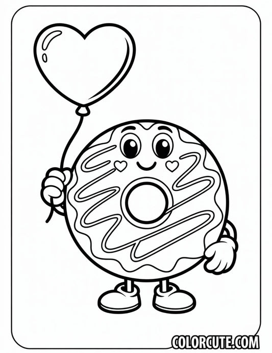 Valentine Donut Coloring Pages Free Printable