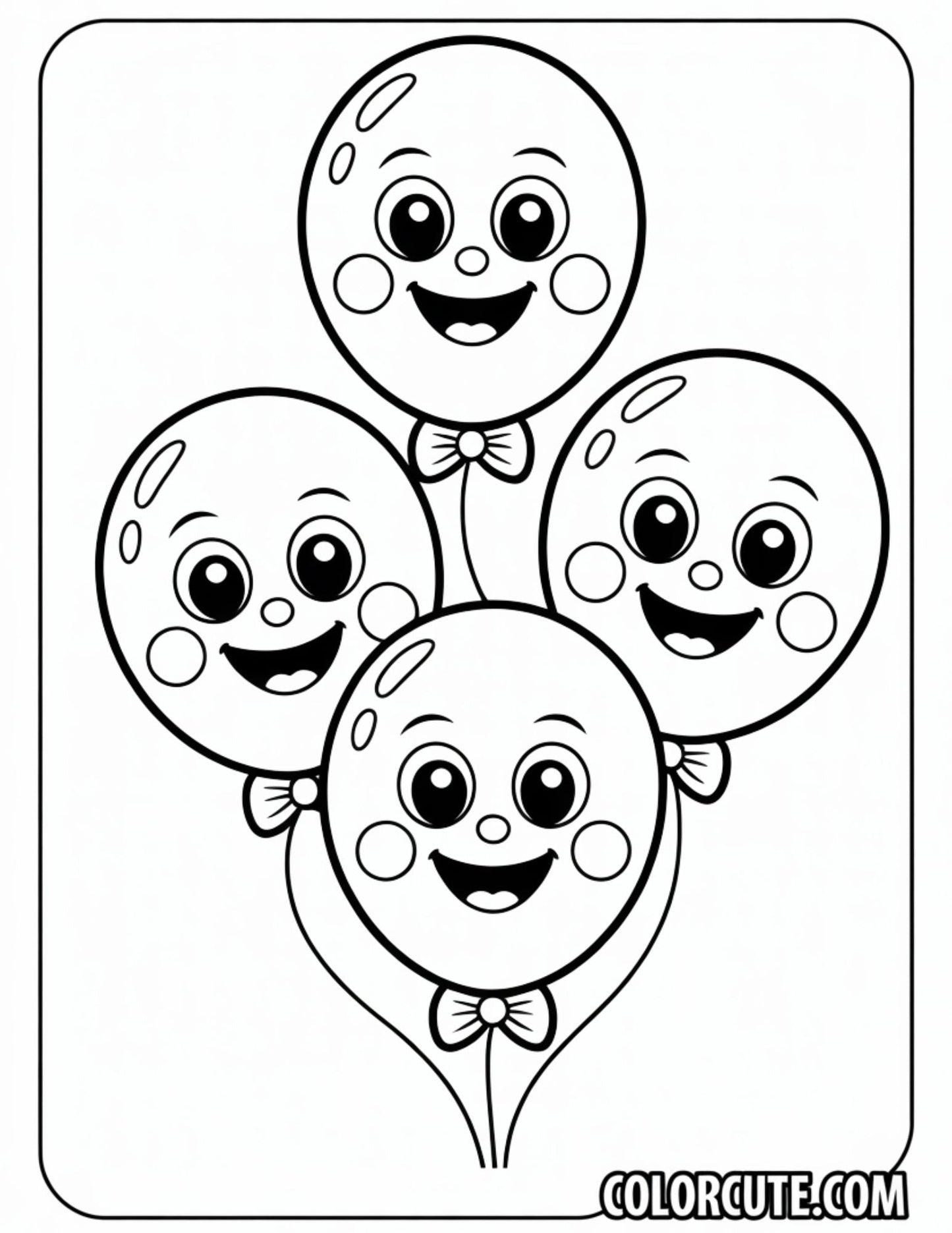 Wonderful Balloon Kawaii Coloring Pages | Free PDF Printables