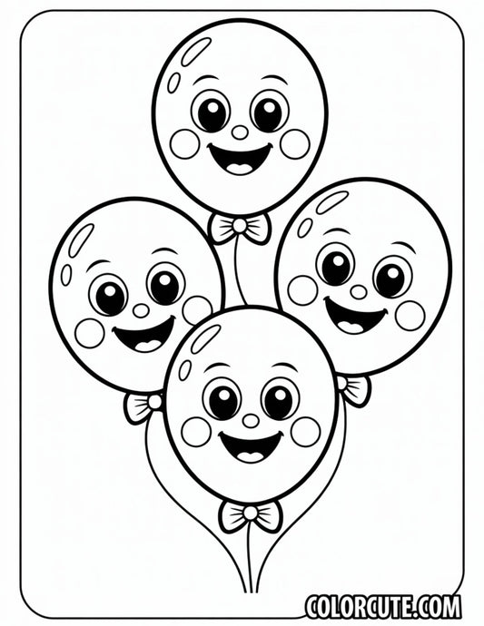 Wonderful Balloon Kawaii Coloring Pages | Free PDF Printables