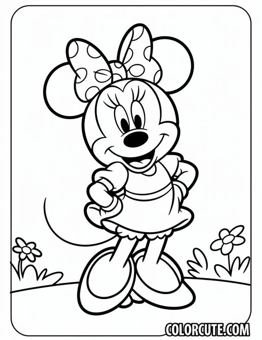Cute Minnie Mouse Coloring Page | Free PDF Printables