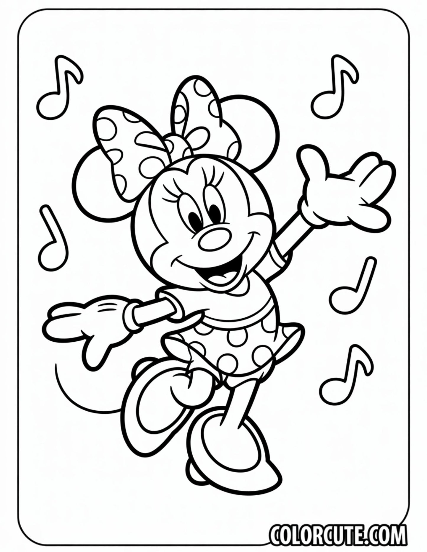 Dancing Minnie Mouse Coloring Page | Free PDF Printables