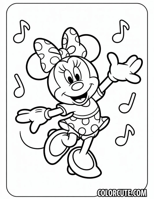 Dancing Minnie Mouse Coloring Page | Free PDF Printables