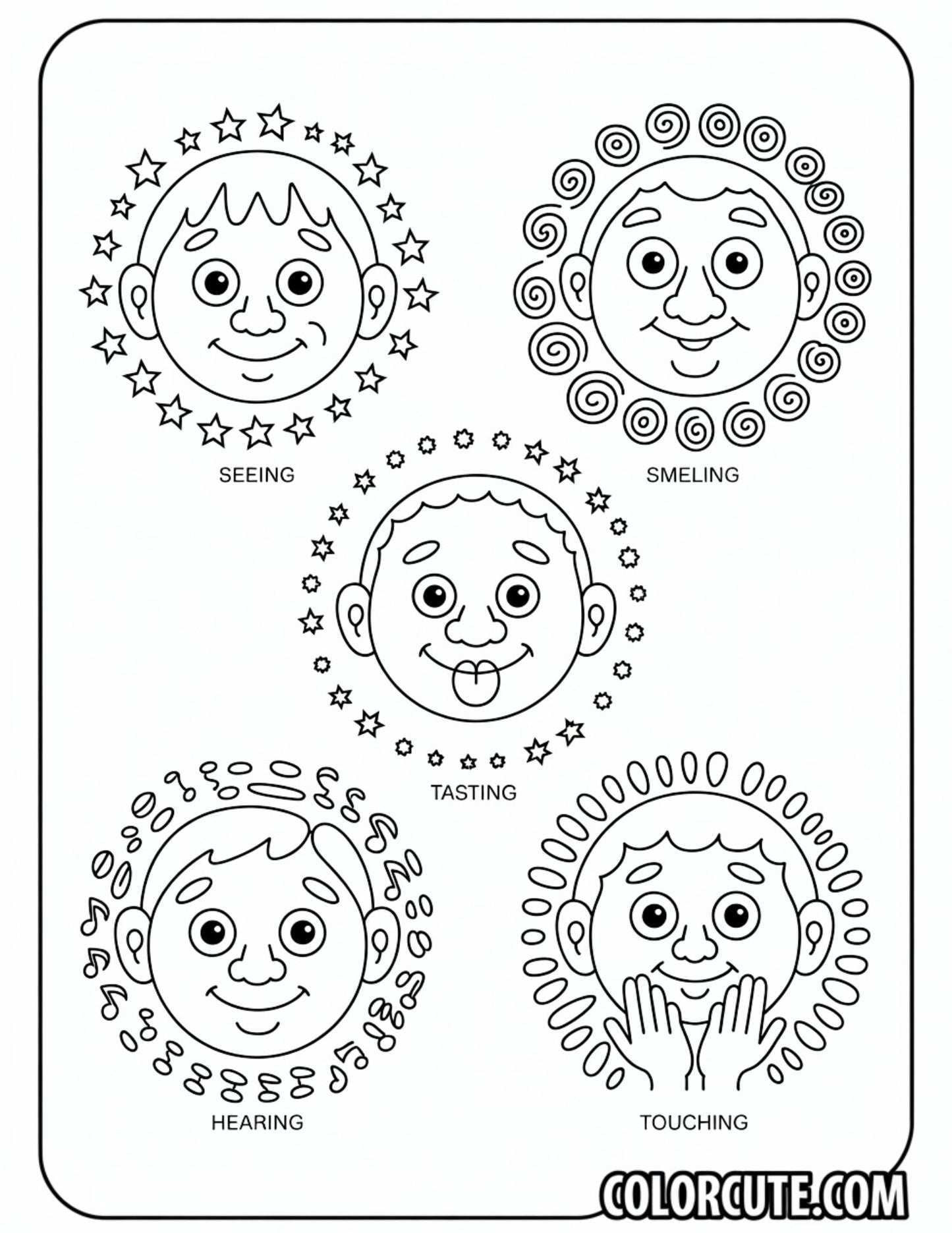 Five Senses Preschool Coloring Pages | Free PDF Printables