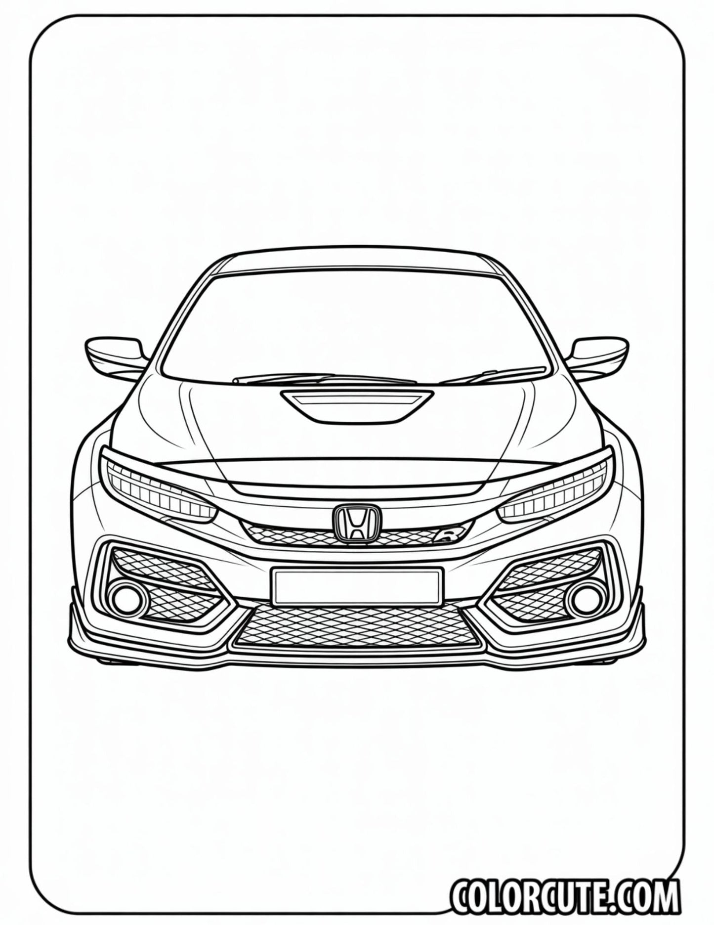 Honda Car Coloring Page | Free PDF Printables