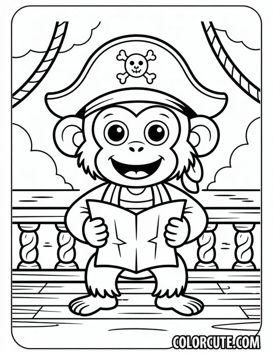 Pirate Monkey Coloring Page Free PDF Printables