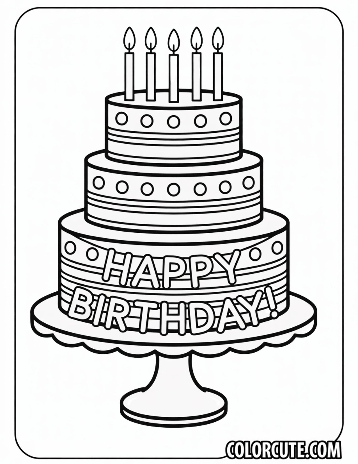 Birthday Cake Coloring Page | Free PDF Printables