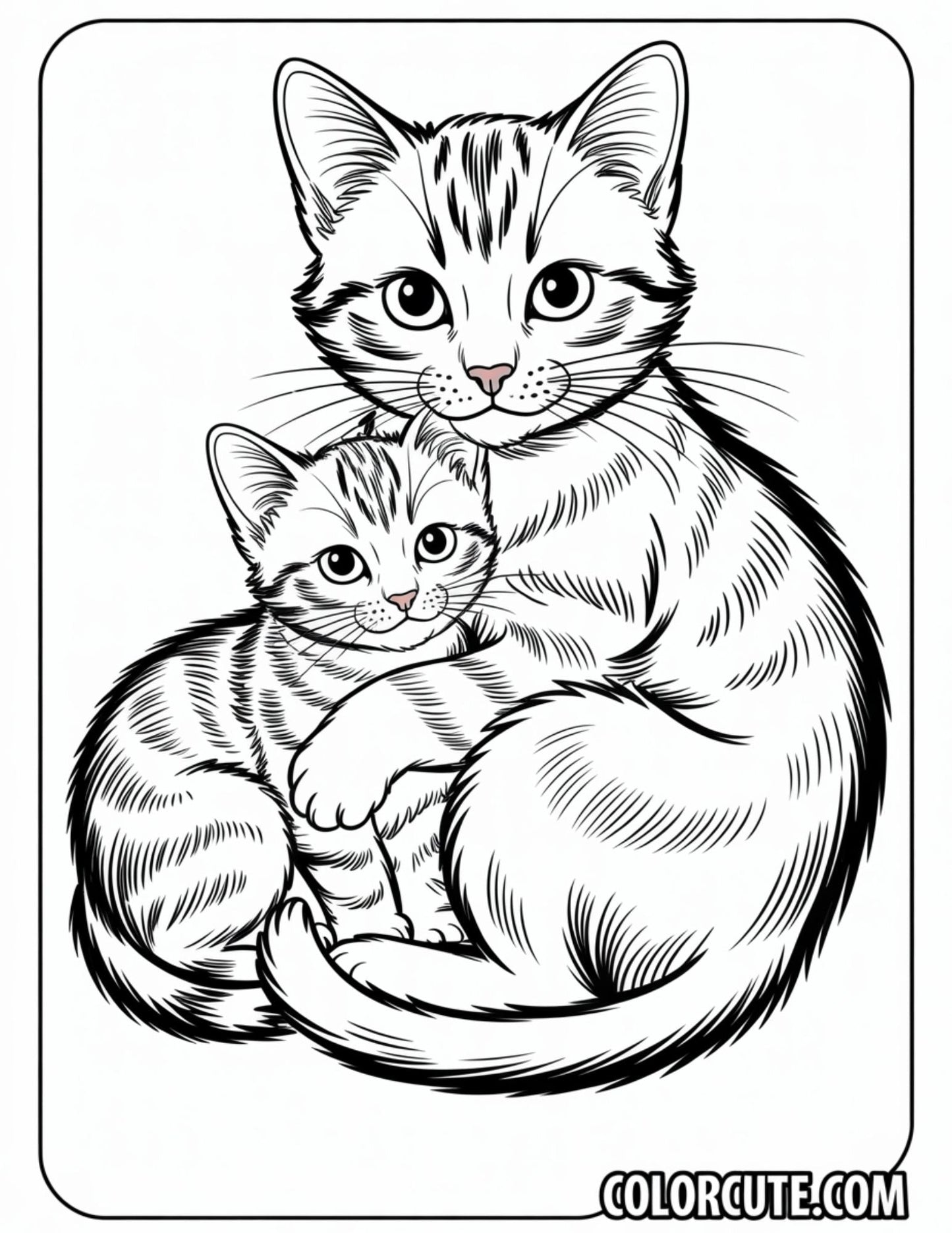 Cat and Kitten Coloring Pages | Free PDF Printables