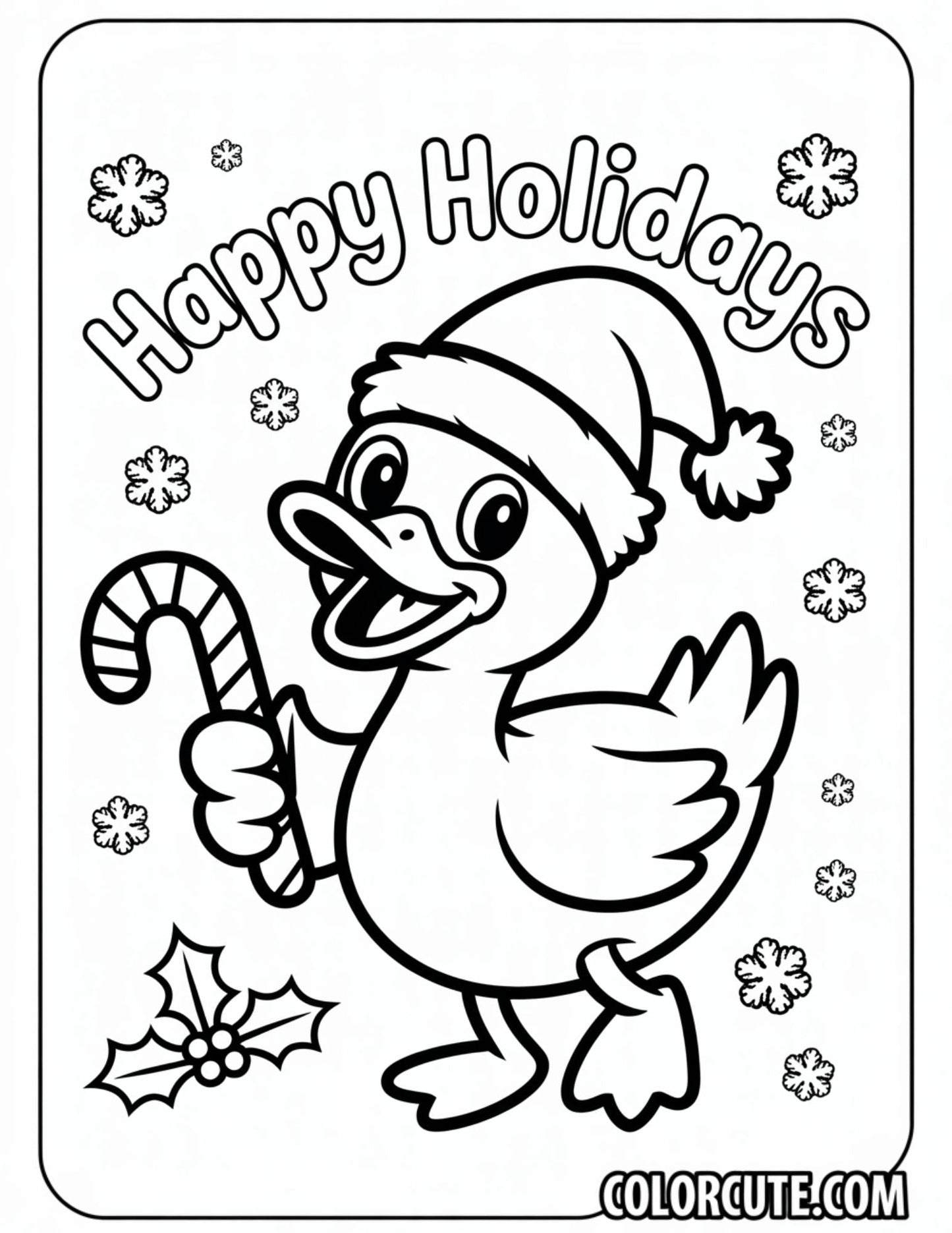 Christmas Duck Coloring Page | Free PDF Printables