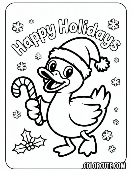 Christmas Duck Coloring Page | Free PDF Printables