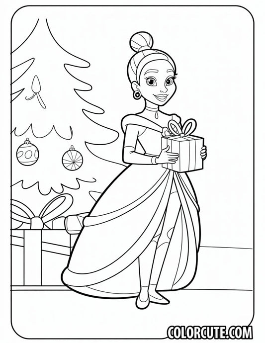 Christmas Tiana Coloring Pages | Free PDF Printables