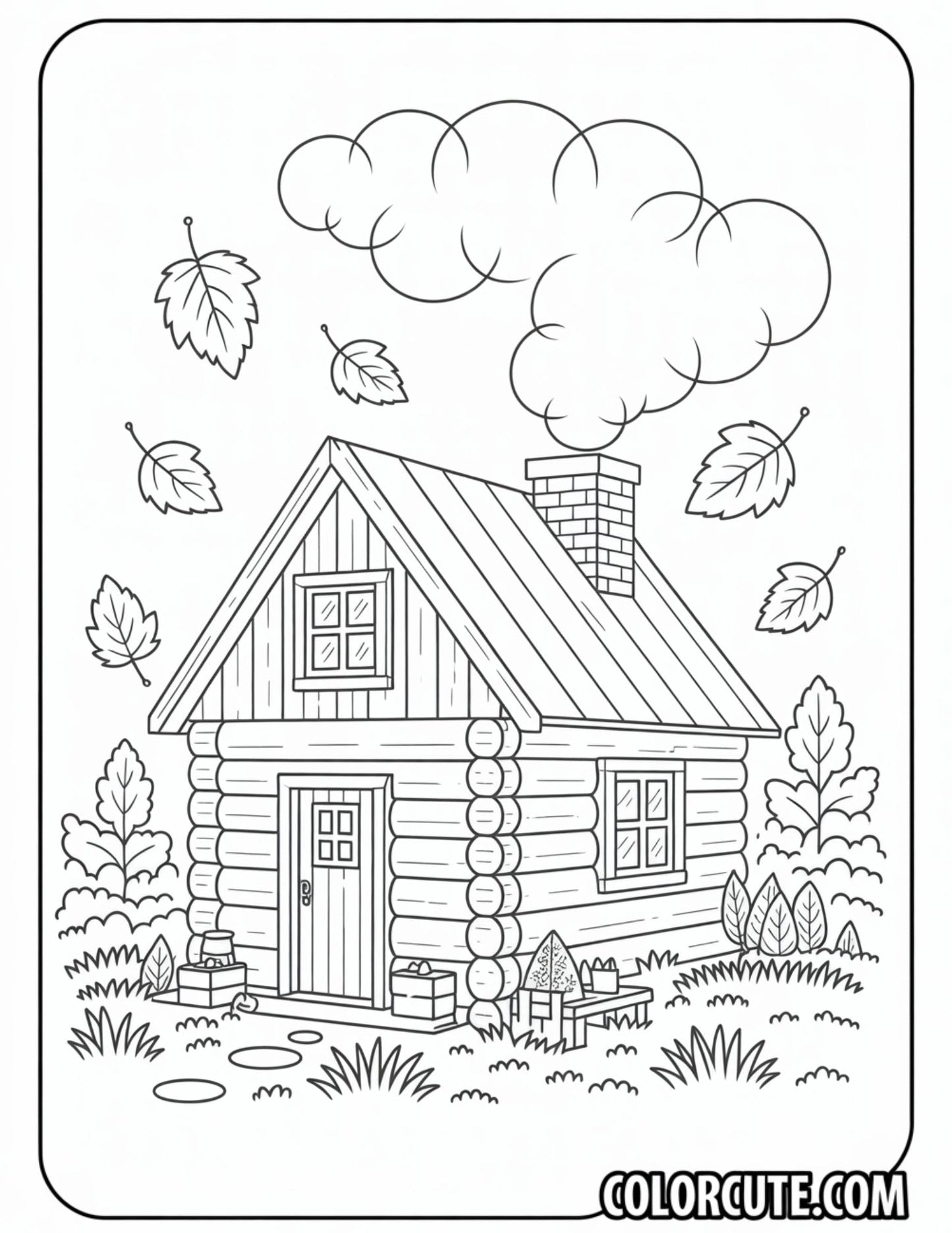 Fall Cabin Coloring Pages | Free PDF Printables