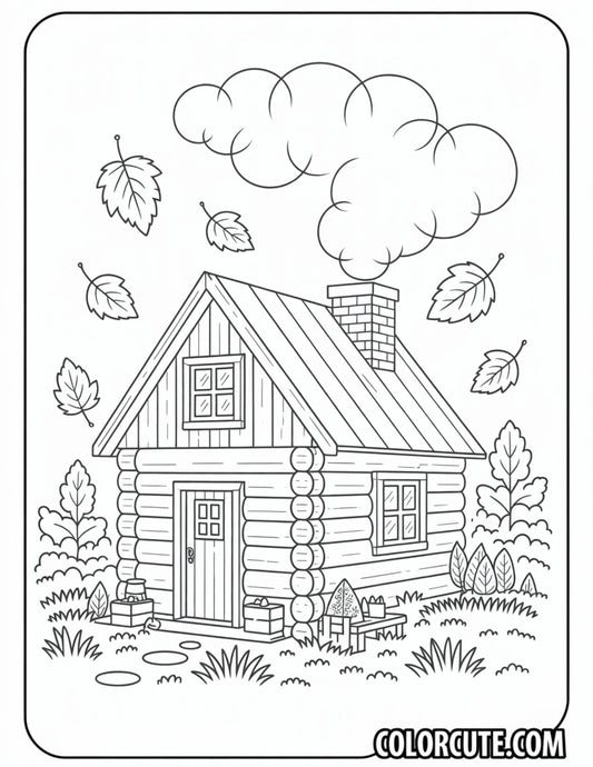 Fall Cabin Coloring Pages | Free PDF Printables