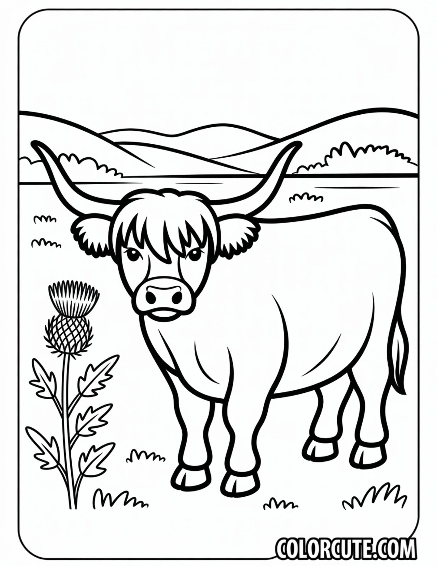 Flowers Highland Cow Coloring Pages | Free PDF Printables