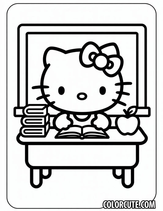 Hello Kitty School Coloring Page | Free PDF Printables